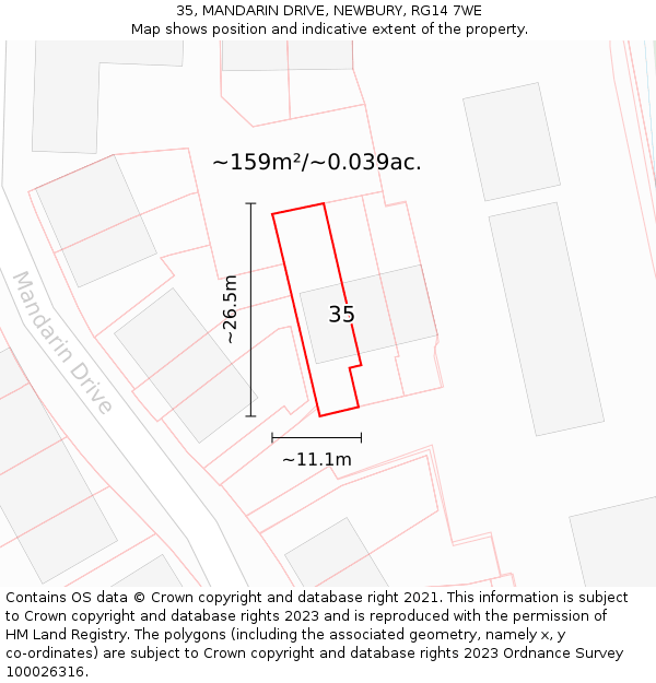 35, MANDARIN DRIVE, NEWBURY, RG14 7WE: Plot and title map
