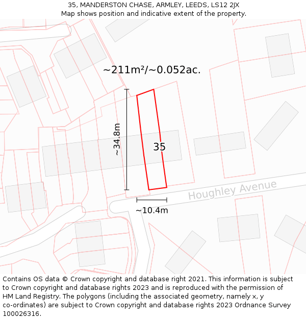 35, MANDERSTON CHASE, ARMLEY, LEEDS, LS12 2JX: Plot and title map