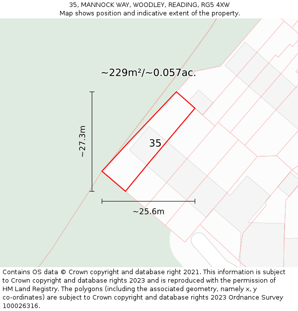 35, MANNOCK WAY, WOODLEY, READING, RG5 4XW: Plot and title map