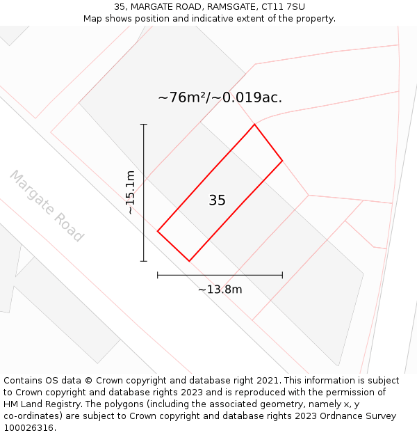 35, MARGATE ROAD, RAMSGATE, CT11 7SU: Plot and title map