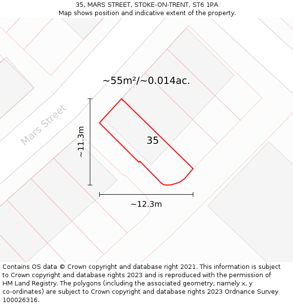 35, MARS STREET, STOKE-ON-TRENT, ST6 1PA: Plot and title map