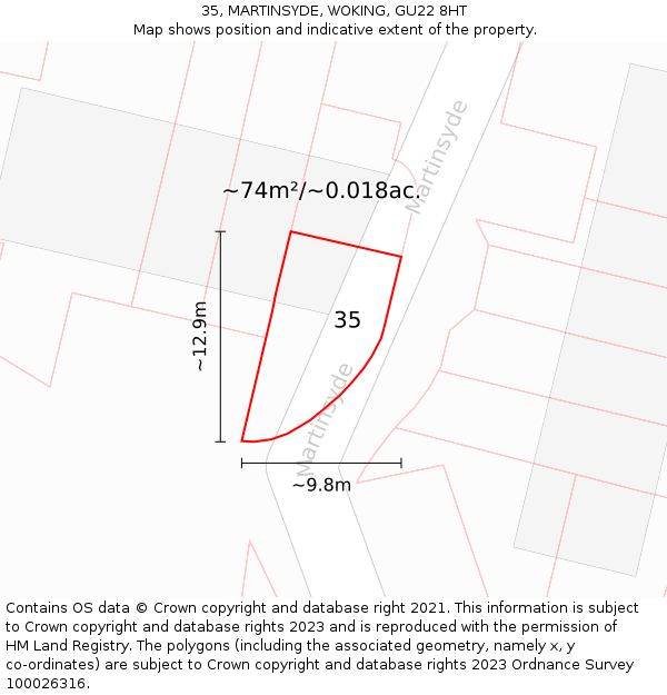 35, MARTINSYDE, WOKING, GU22 8HT: Plot and title map