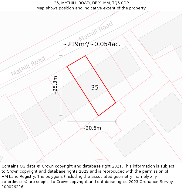 35, MATHILL ROAD, BRIXHAM, TQ5 0DP: Plot and title map