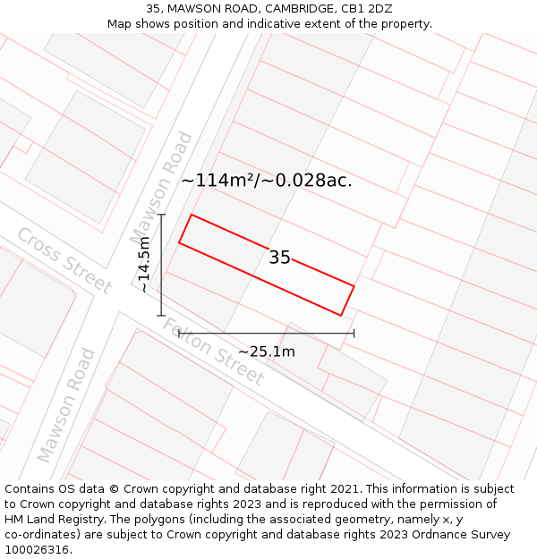 35, MAWSON ROAD, CAMBRIDGE, CB1 2DZ: Plot and title map