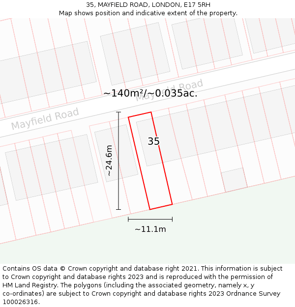 35, MAYFIELD ROAD, LONDON, E17 5RH: Plot and title map