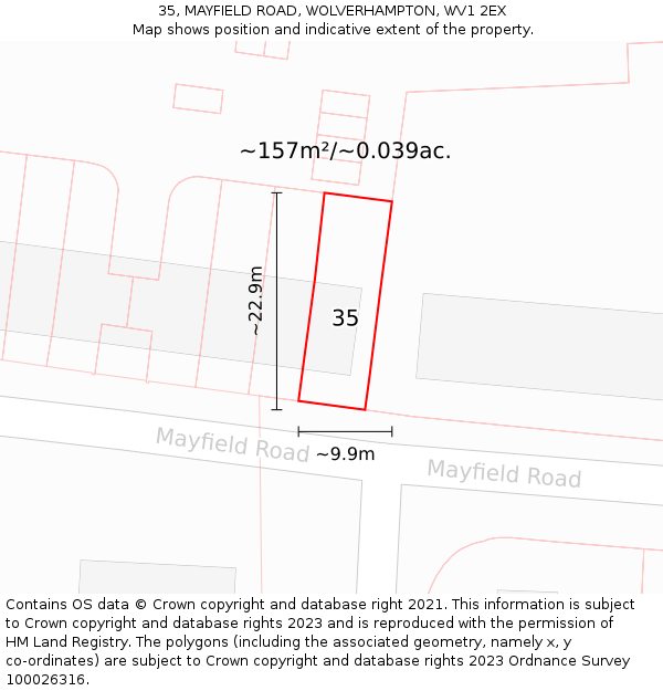 35, MAYFIELD ROAD, WOLVERHAMPTON, WV1 2EX: Plot and title map