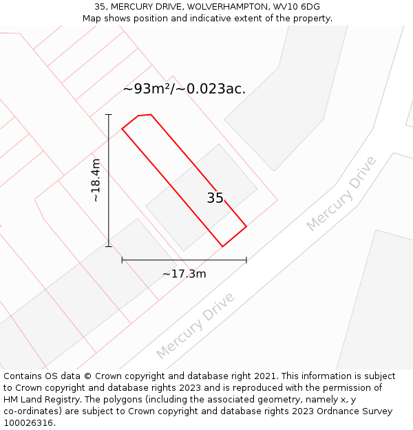 35, MERCURY DRIVE, WOLVERHAMPTON, WV10 6DG: Plot and title map