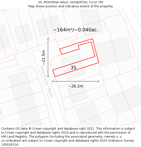 35, MONTANA WALK, NUNEATON, CV10 7RY: Plot and title map