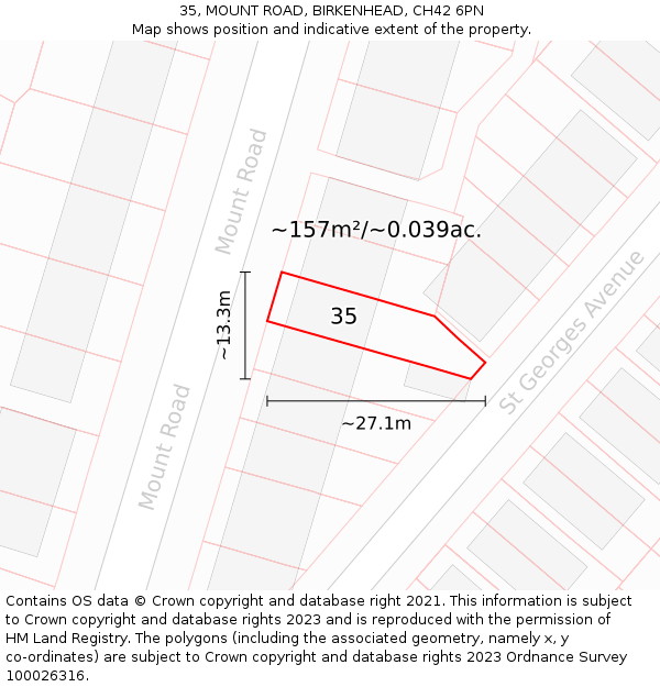 35, MOUNT ROAD, BIRKENHEAD, CH42 6PN: Plot and title map