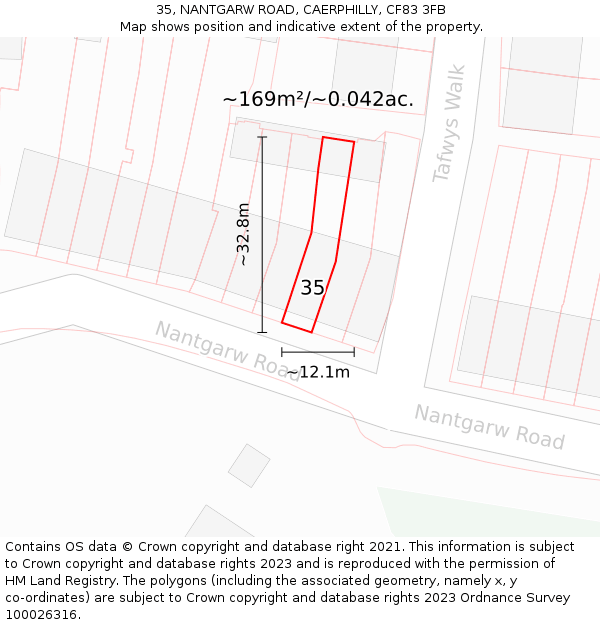 35, NANTGARW ROAD, CAERPHILLY, CF83 3FB: Plot and title map
