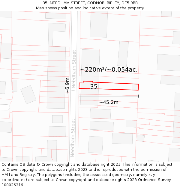 35, NEEDHAM STREET, CODNOR, RIPLEY, DE5 9RR: Plot and title map
