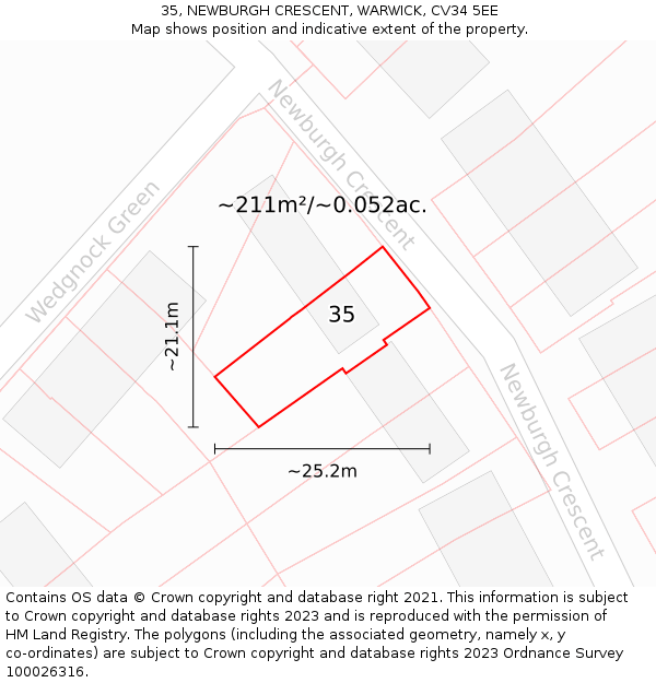 35, NEWBURGH CRESCENT, WARWICK, CV34 5EE: Plot and title map