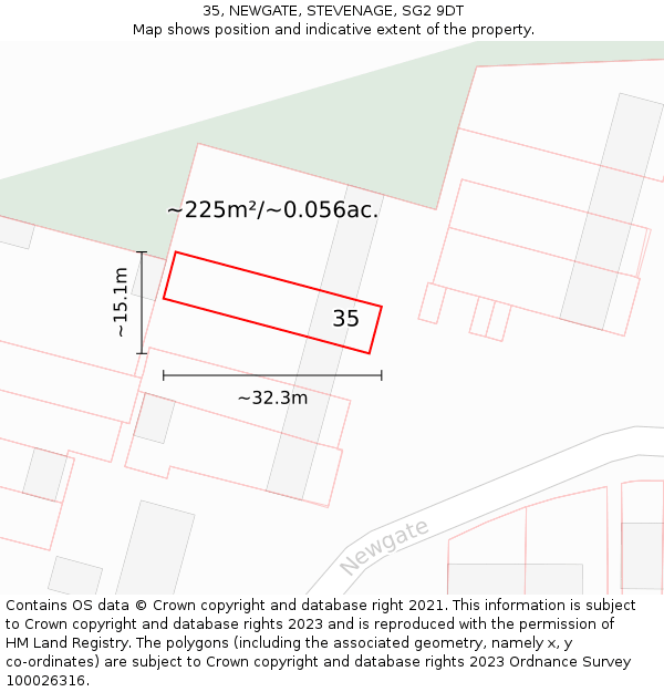 35, NEWGATE, STEVENAGE, SG2 9DT: Plot and title map
