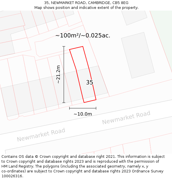 35, NEWMARKET ROAD, CAMBRIDGE, CB5 8EG: Plot and title map