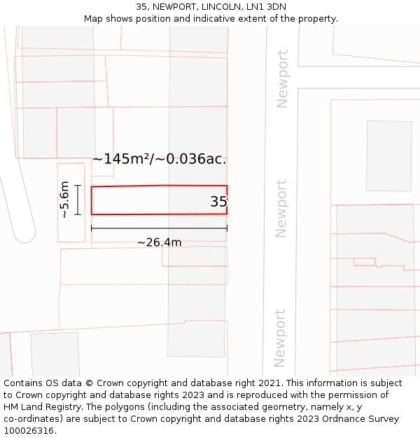 35, NEWPORT, LINCOLN, LN1 3DN: Plot and title map