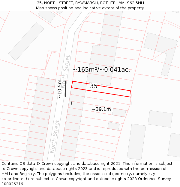 35, NORTH STREET, RAWMARSH, ROTHERHAM, S62 5NH: Plot and title map