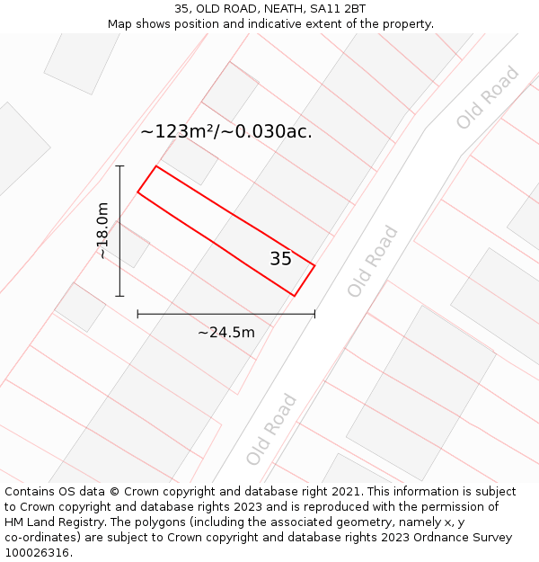 35, OLD ROAD, NEATH, SA11 2BT: Plot and title map