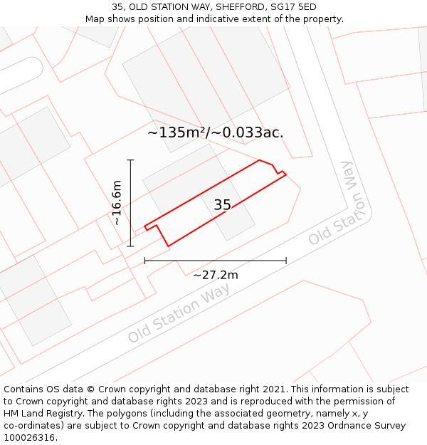 35, OLD STATION WAY, SHEFFORD, SG17 5ED: Plot and title map