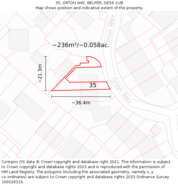35, ORTON WAY, BELPER, DE56 1UB: Plot and title map