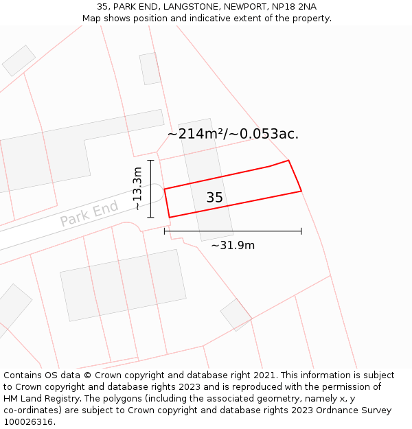 35, PARK END, LANGSTONE, NEWPORT, NP18 2NA: Plot and title map