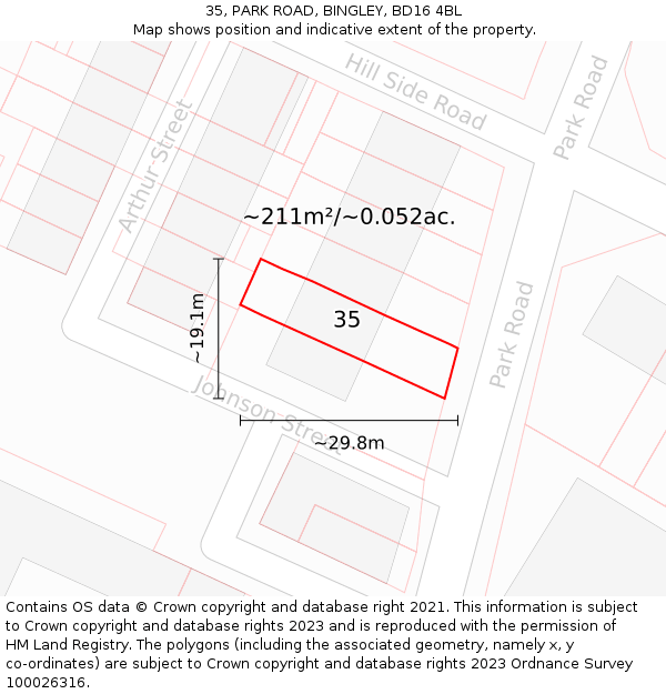 35, PARK ROAD, BINGLEY, BD16 4BL: Plot and title map