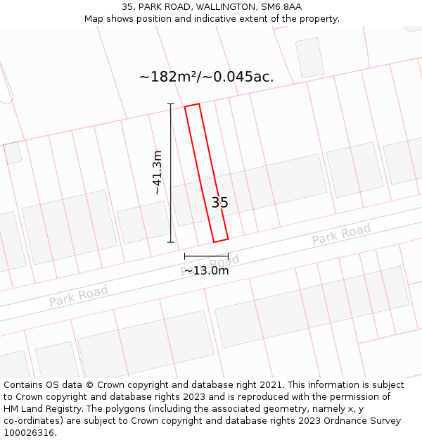 35, PARK ROAD, WALLINGTON, SM6 8AA: Plot and title map