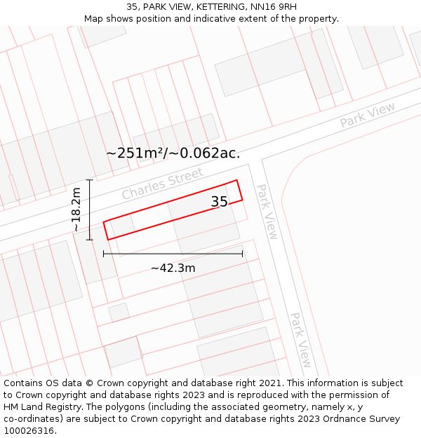 35, PARK VIEW, KETTERING, NN16 9RH: Plot and title map