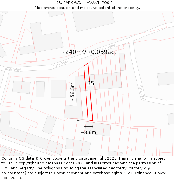 35, PARK WAY, HAVANT, PO9 1HH: Plot and title map