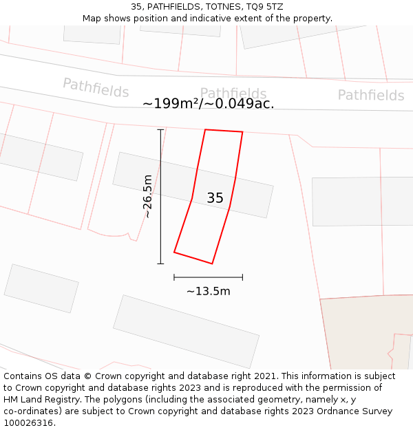 35, PATHFIELDS, TOTNES, TQ9 5TZ: Plot and title map