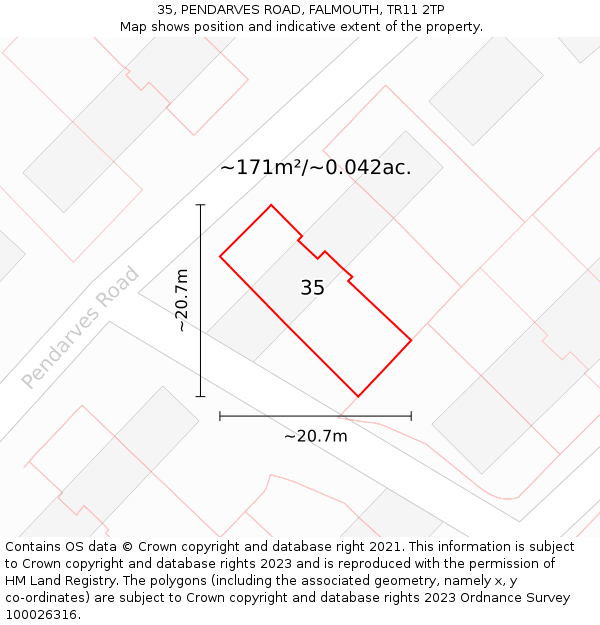 35, PENDARVES ROAD, FALMOUTH, TR11 2TP: Plot and title map
