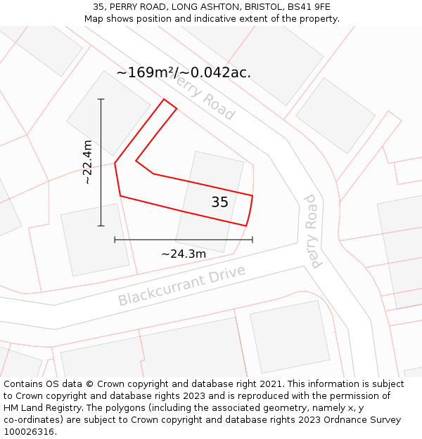 35, PERRY ROAD, LONG ASHTON, BRISTOL, BS41 9FE: Plot and title map
