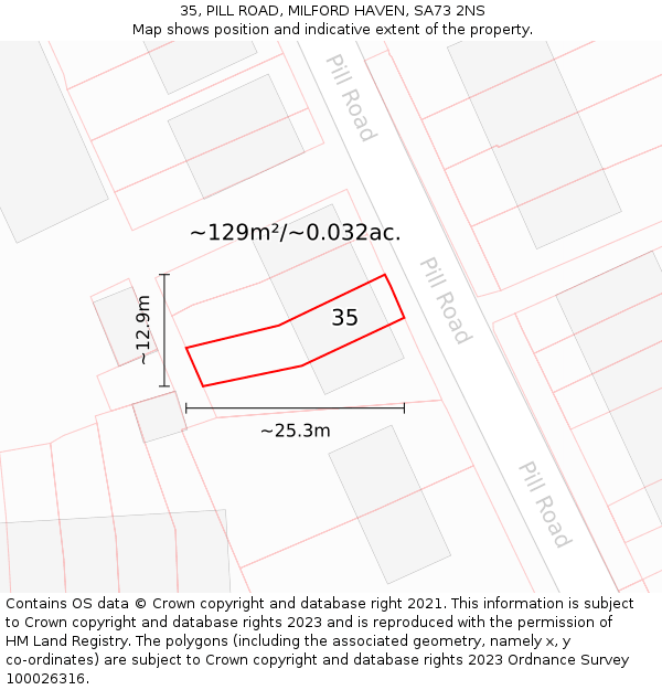 35, PILL ROAD, MILFORD HAVEN, SA73 2NS: Plot and title map