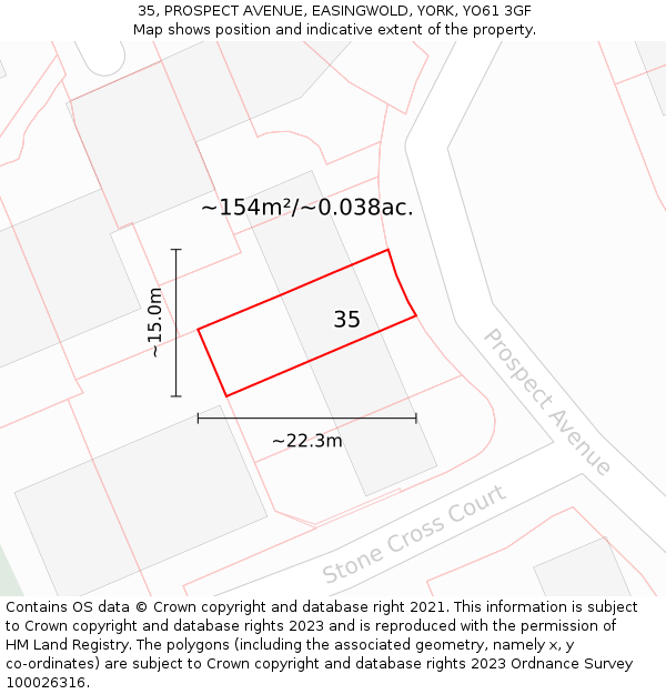 35, PROSPECT AVENUE, EASINGWOLD, YORK, YO61 3GF: Plot and title map