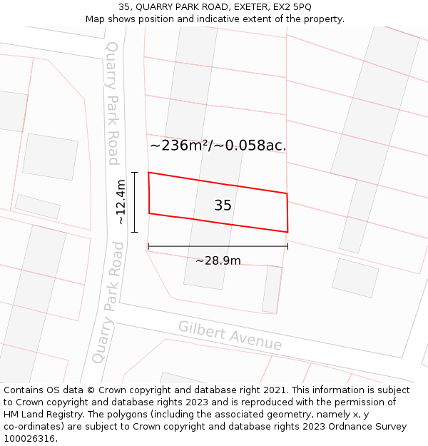 35, QUARRY PARK ROAD, EXETER, EX2 5PQ: Plot and title map