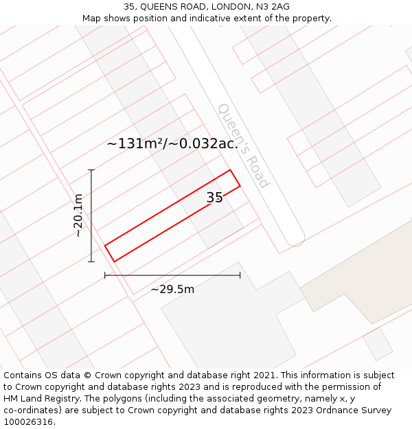 35, QUEENS ROAD, LONDON, N3 2AG: Plot and title map