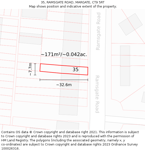 35, RAMSGATE ROAD, MARGATE, CT9 5RT: Plot and title map