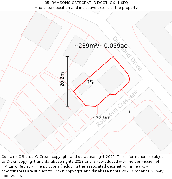 35, RAMSONS CRESCENT, DIDCOT, OX11 6FQ: Plot and title map
