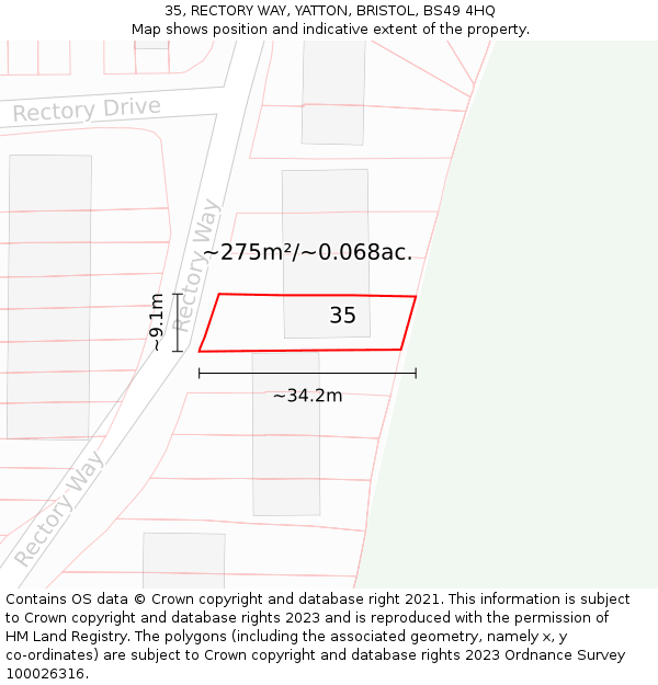 35, RECTORY WAY, YATTON, BRISTOL, BS49 4HQ: Plot and title map