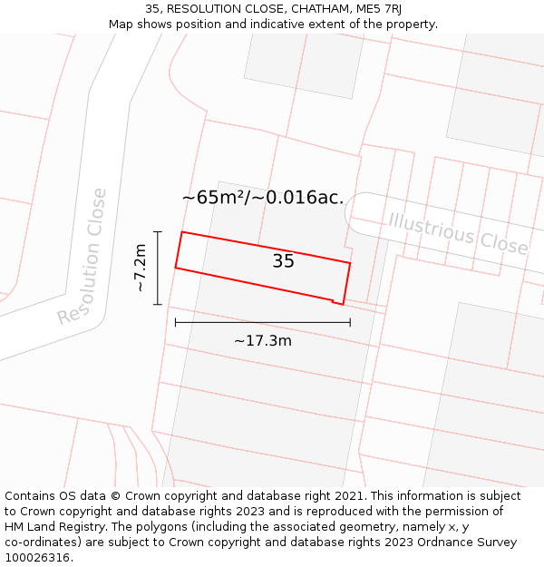 35, RESOLUTION CLOSE, CHATHAM, ME5 7RJ: Plot and title map