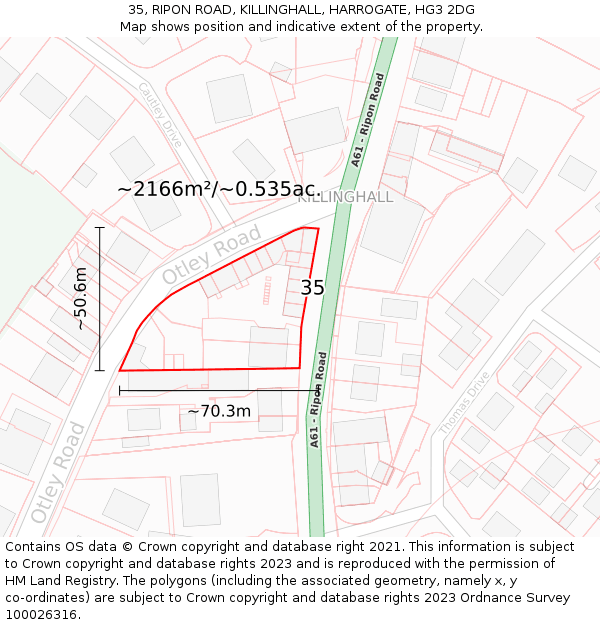 35, RIPON ROAD, KILLINGHALL, HARROGATE, HG3 2DG: Plot and title map