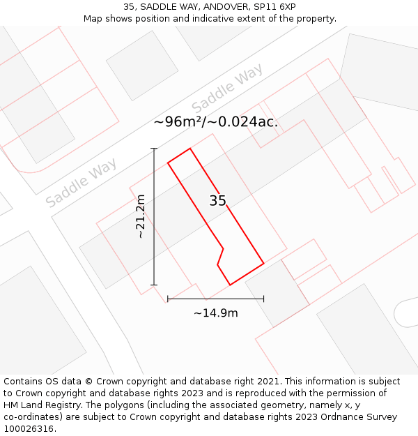 35, SADDLE WAY, ANDOVER, SP11 6XP: Plot and title map