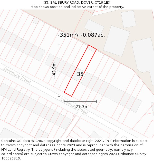 35, SALISBURY ROAD, DOVER, CT16 1EX: Plot and title map
