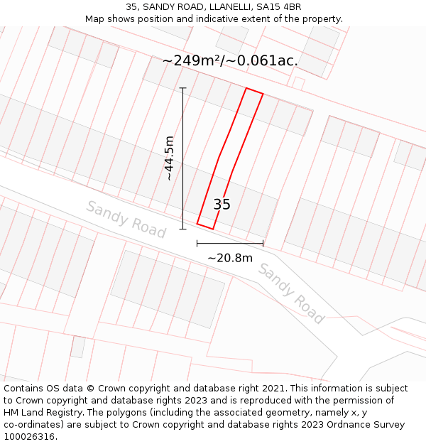 35, SANDY ROAD, LLANELLI, SA15 4BR: Plot and title map