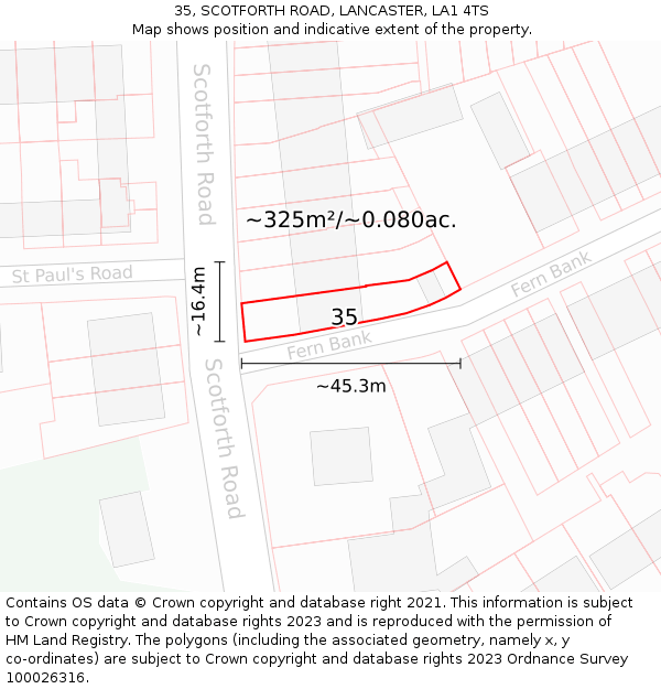 35, SCOTFORTH ROAD, LANCASTER, LA1 4TS: Plot and title map