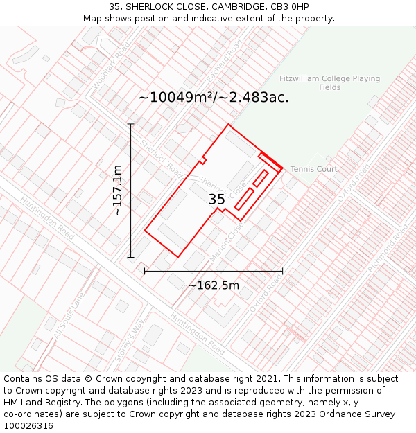 35, SHERLOCK CLOSE, CAMBRIDGE, CB3 0HP: Plot and title map
