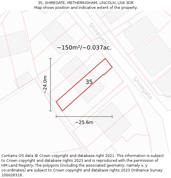 35, SHIREGATE, METHERINGHAM, LINCOLN, LN4 3DR: Plot and title map