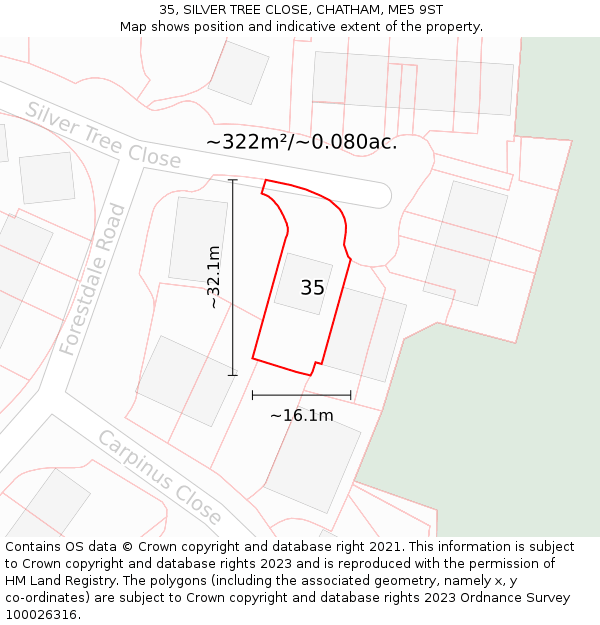 35, SILVER TREE CLOSE, CHATHAM, ME5 9ST: Plot and title map