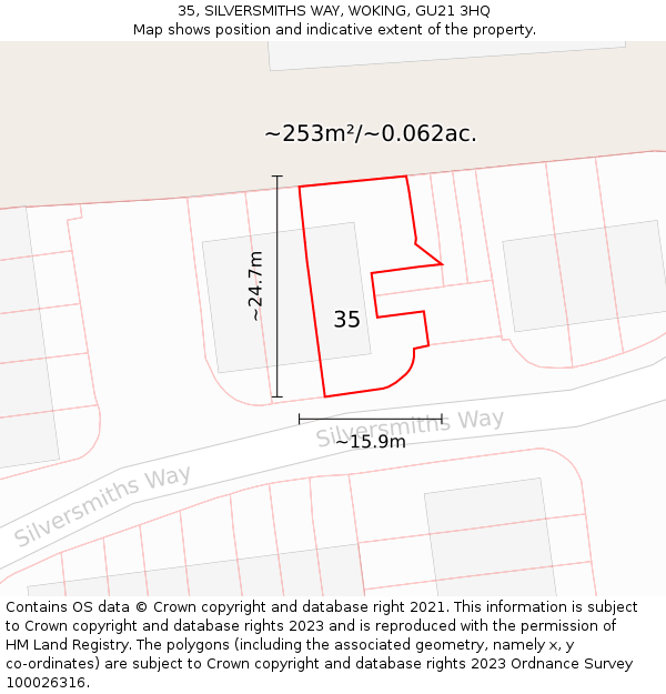 35, SILVERSMITHS WAY, WOKING, GU21 3HQ: Plot and title map