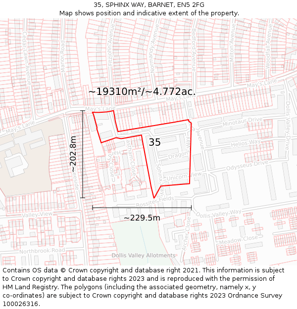35, SPHINX WAY, BARNET, EN5 2FG: Plot and title map