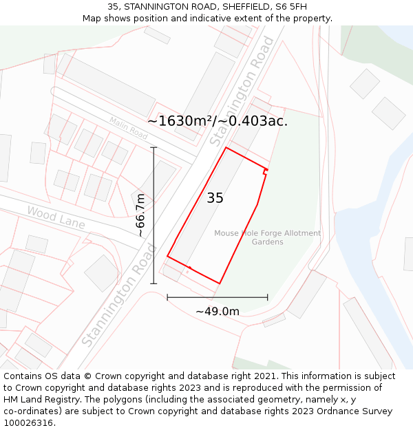 35, STANNINGTON ROAD, SHEFFIELD, S6 5FH: Plot and title map